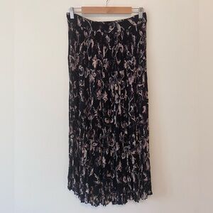 Vtg 90s Neo NOSTALGIA Navy Floral Maxi Tiered Broomstick Skirt Boho Cottage PL